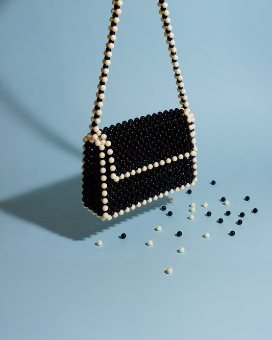 Image: Black and Cream Bead Bag